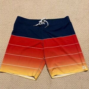 Gradient Board Shorts for Men - Navy, Red, Yellow